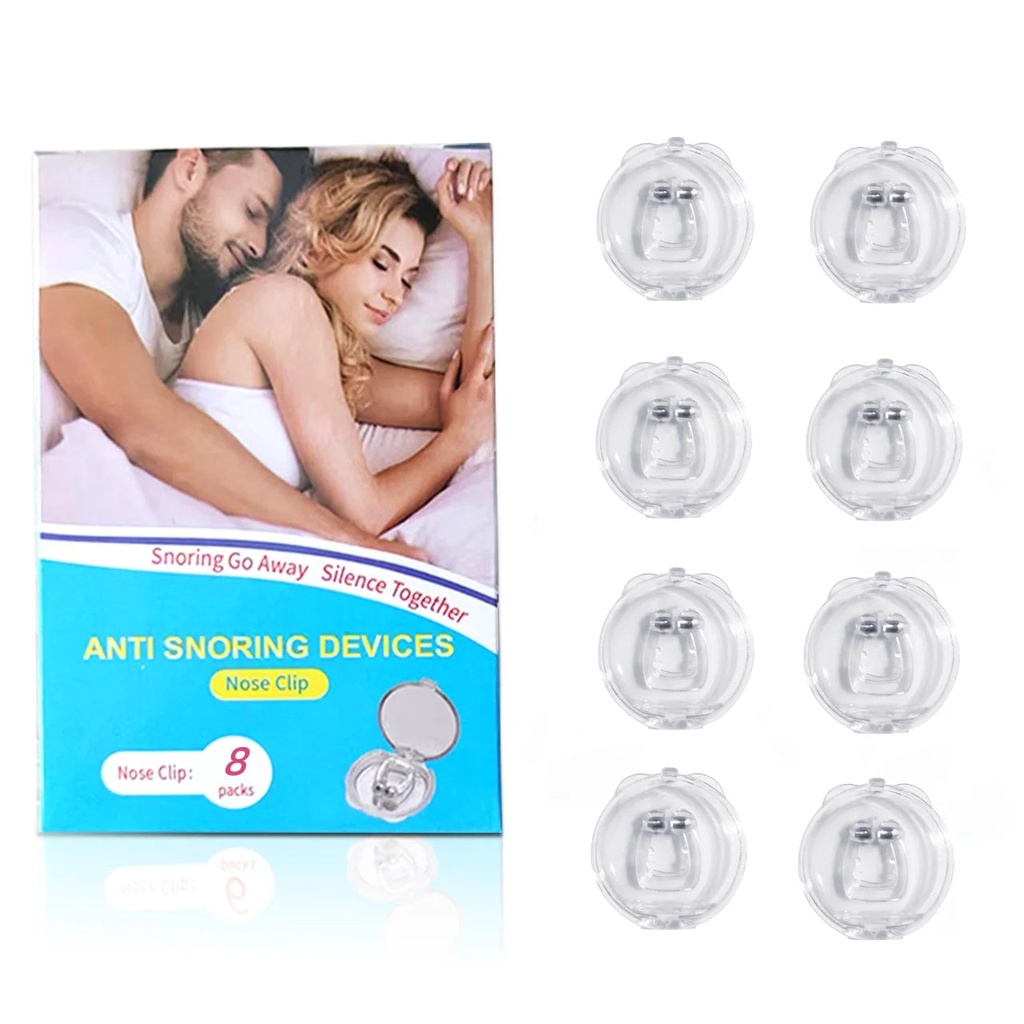 Xparata™ 1-8PCS Anti Snoring Devices Silicone Magnetic Anti Snoring Nose Clip Easy Breathe Improve Sleeping Aid Apnea Guard Night Device (B 8PCS With Box)