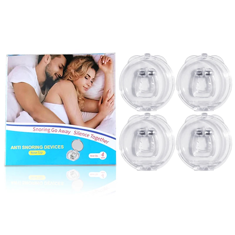 Xparata™ 1-8PCS Anti Snoring Devices Silicone Magnetic Anti Snoring Nose Clip Easy Breathe Improve Sleeping Aid Apnea Guard Night Device (B 4PCS With Box)