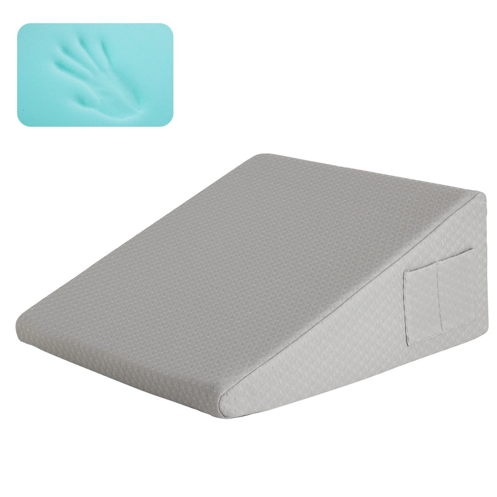 Xparata™ 1pc Ultimate Memory Foam Wedge Pillow - Enhanced Sleep Support for Surgery Recovery, Ideal Leg Elevation & Acid Reflux Relief, T (Grey / 24inx24inx7.5in)