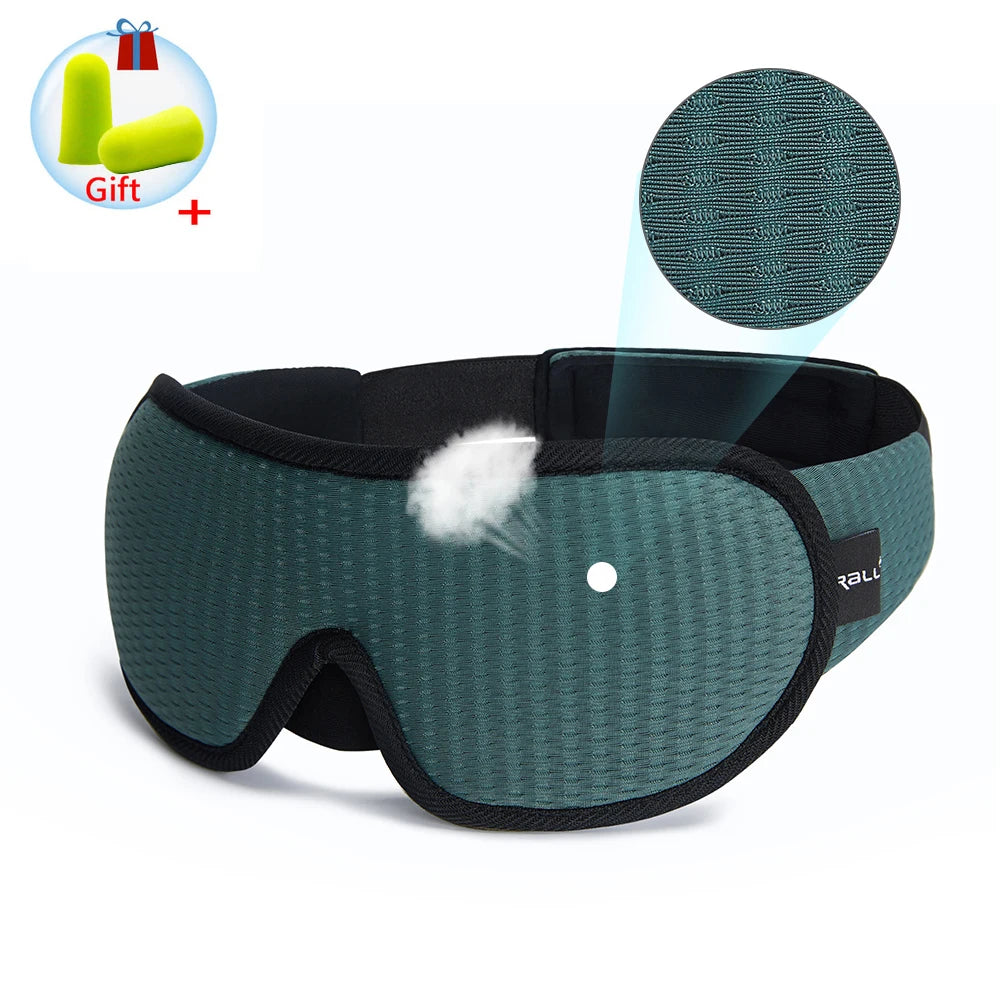 Xparata™ 3D Sleeping Mask Block Out Light Sleep Mask For Eyes Soft Sleeping Aid Eye Mask for Travel Eyeshade Night Breathable Slaapmasker (Green)