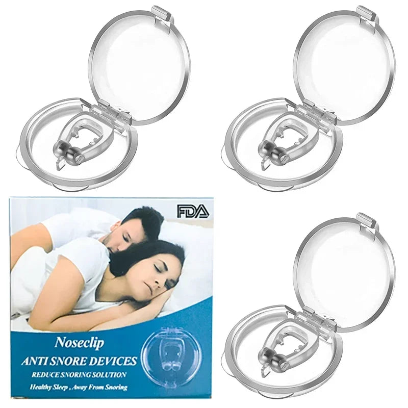 Xparata™ Anti Snoring Device Silicone Nose Clips Magnetic Sleep Tray Sleeping Aid Improve Sleeping Easy Breathe Apnea Guard Night Devices (3pcs boxed)