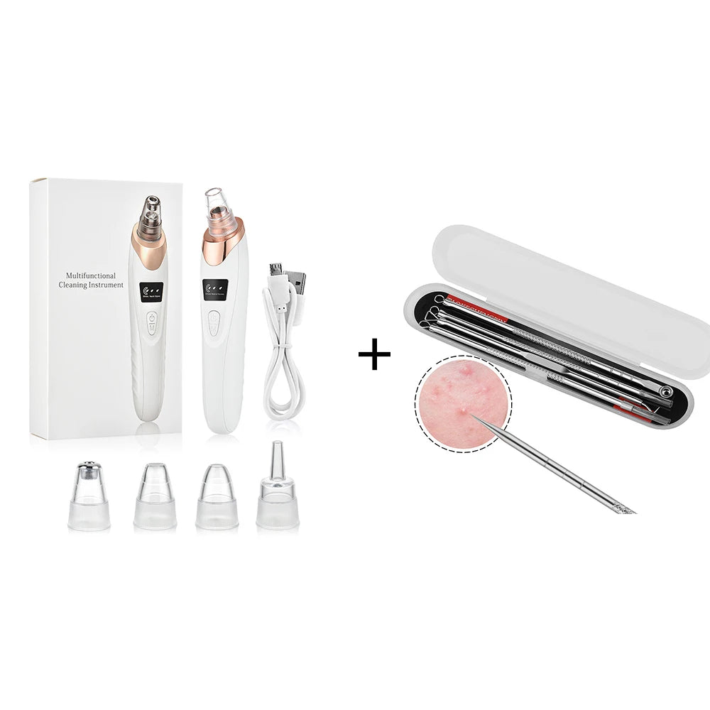 Blackhead Remover Nose T Zone Pore Vacuum Acne Pimple Removal Vacuum Suction Tool Facial Diamond Dermabrasion Machine Face Clean (Add Ance Needles)