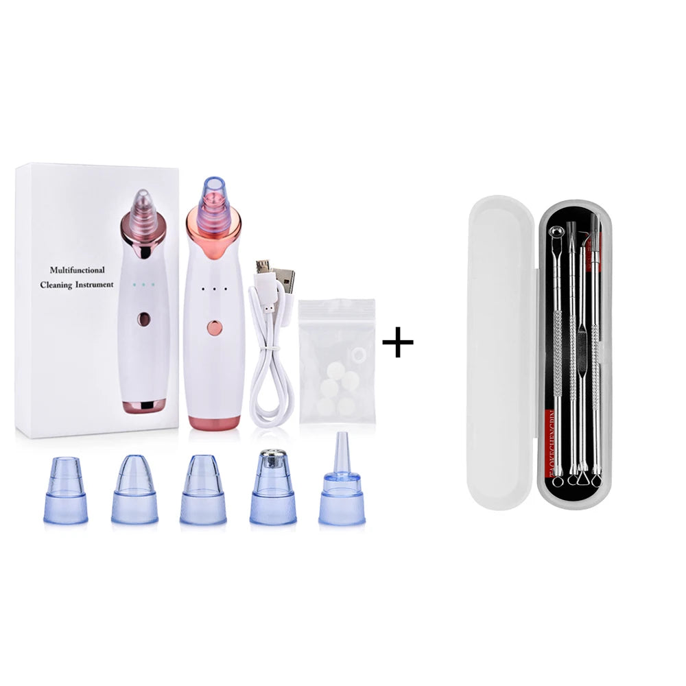 Blackhead Remover Pore Acne Pimple Removal Face T Zone Nose Water Bubble Cleaner Vacuum Suction Facial Diamond Steamer Oil Dirty (Add Acne Needles A)