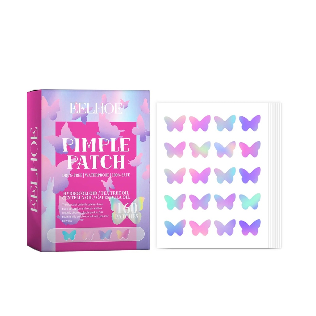 Butterfly Acne Pimple Patch Repair Acne Pimple Closed Acne Marks Moisturize and Improve Skin Elasticity (A)