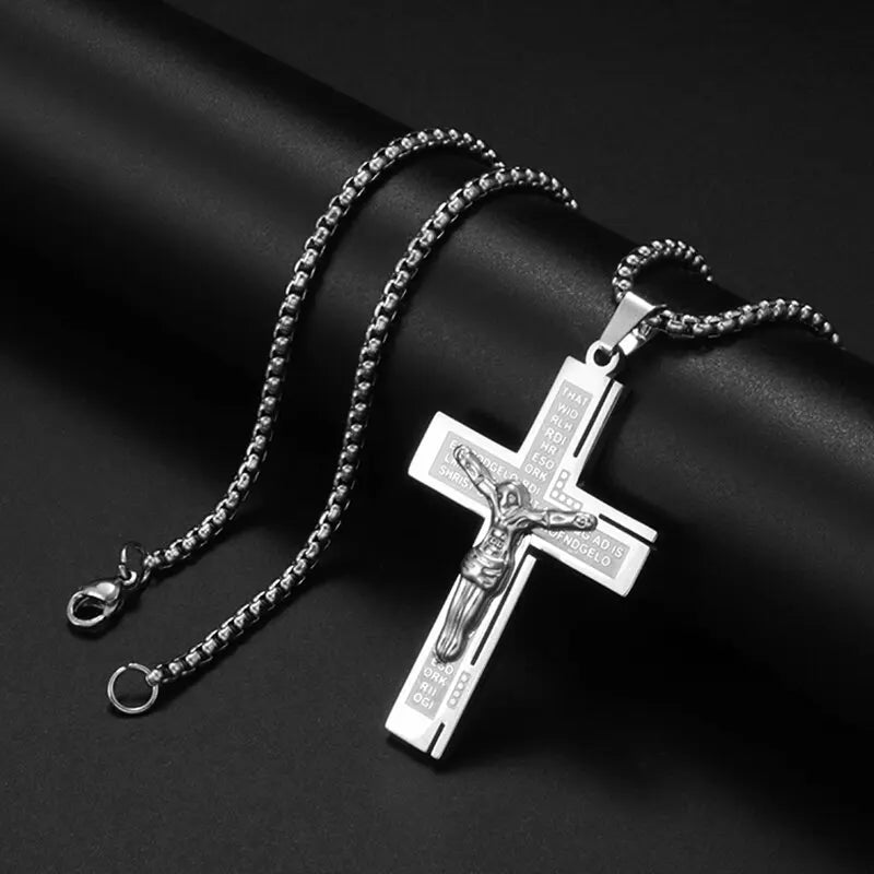 Christ Cross Jesus Quality Pendant Necklace (Al12893-Silver)