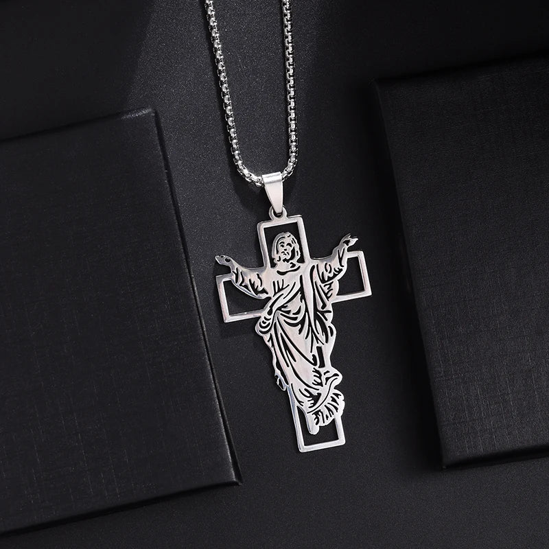 Christ Cross Jesus Quality Pendant Necklace (Al19890-Silver)