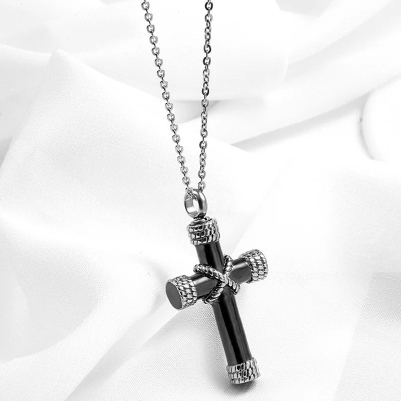 Christ Cross Jesus Quality Pendant Necklace (7545-Black)