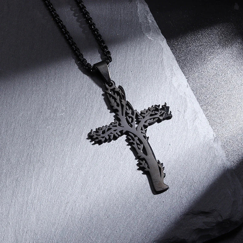 Christ Cross Jesus Quality Pendant Necklace (Al19951-Black)