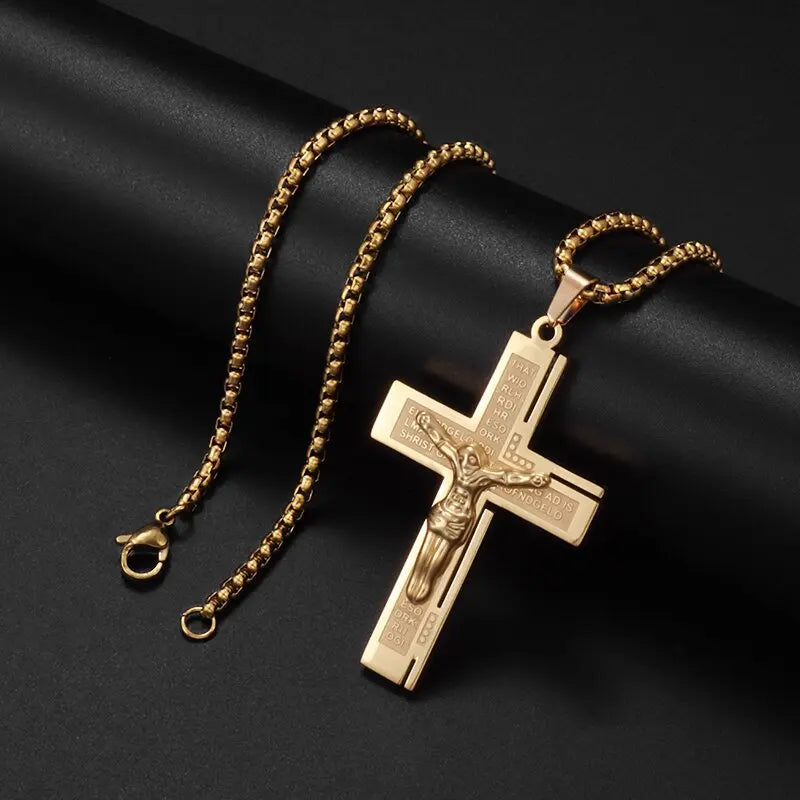 Christ Cross Jesus Quality Pendant Necklace (Al12893-Gold)