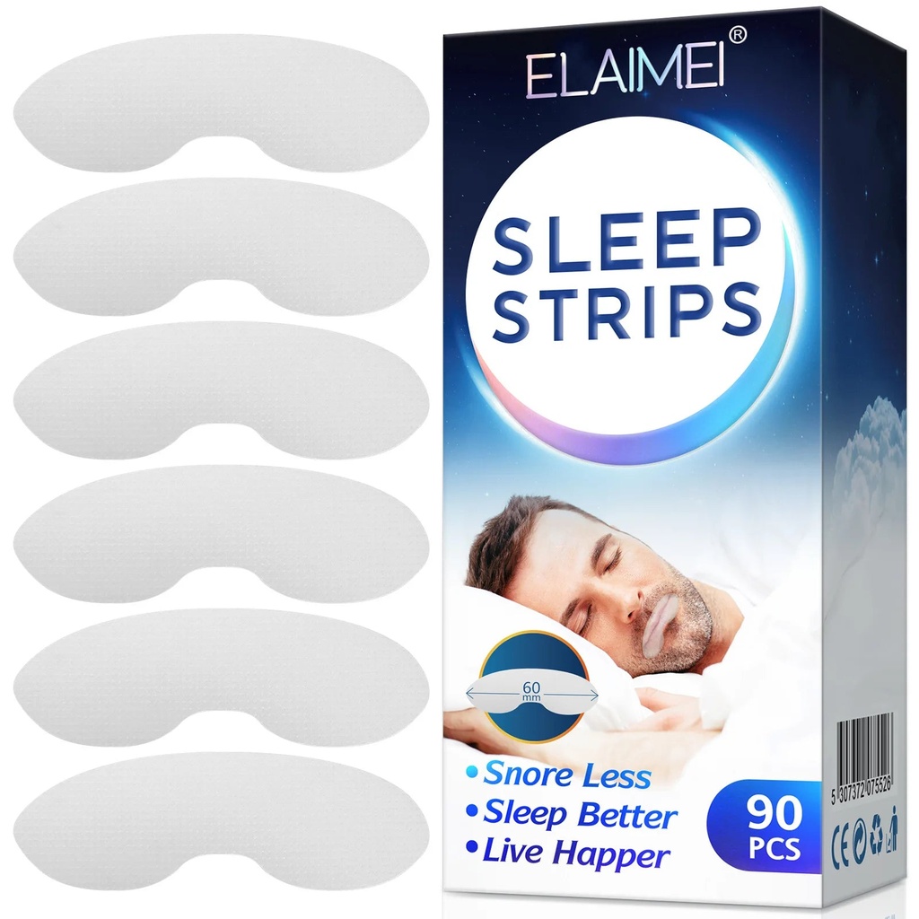 Xparata™ ELAIMEI Anti Snoring Sleep Strips Disposable Gentle Mouth Tape for Better Nose Breathing Reduce Mouth Dryness Sore Throat (90pcs)