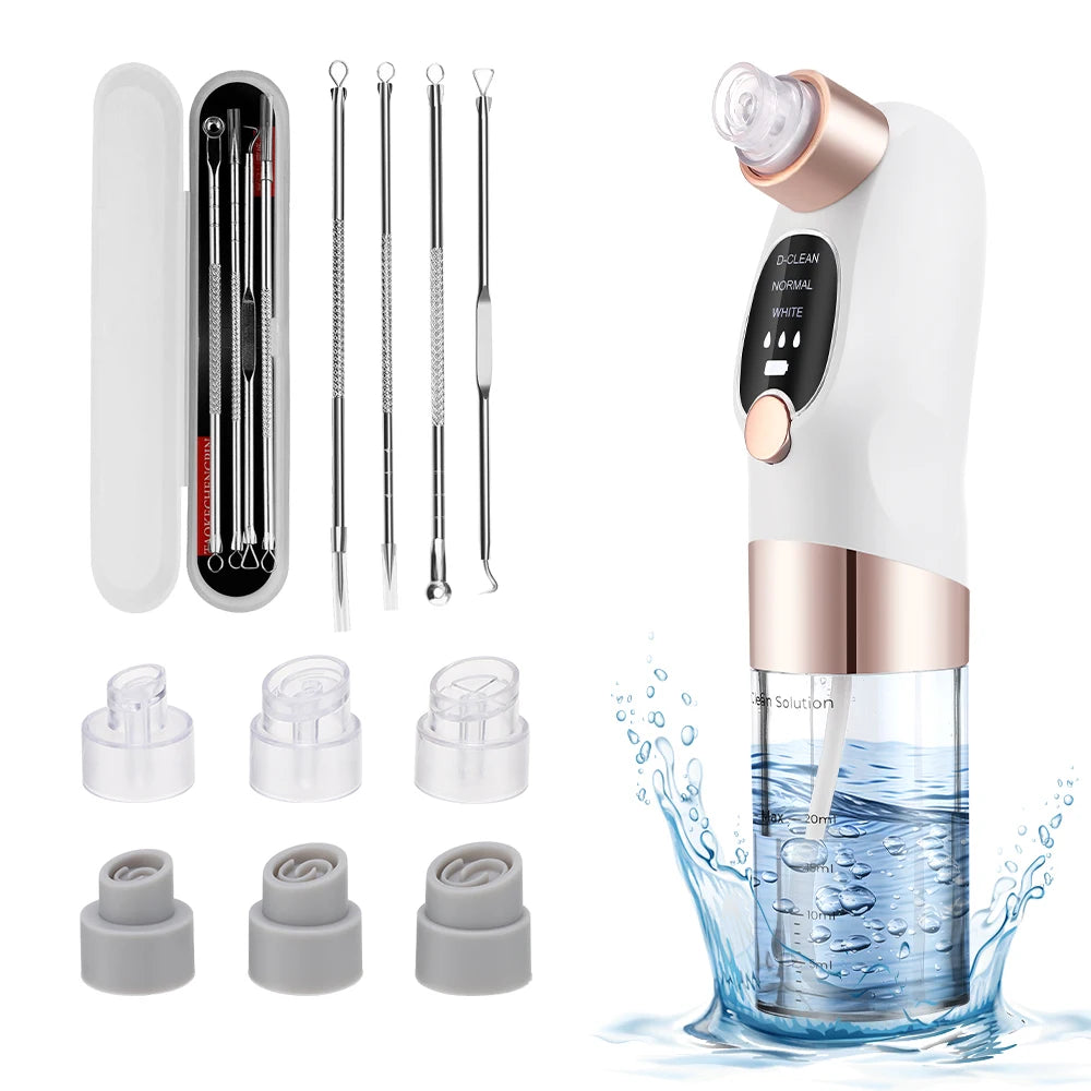 Electric Bubble Blackhead Remover Pimple Black Head Spot Acne Removal Needles Set Vacuum Suction Pore Cleaner Facial Cleaning (Gold)