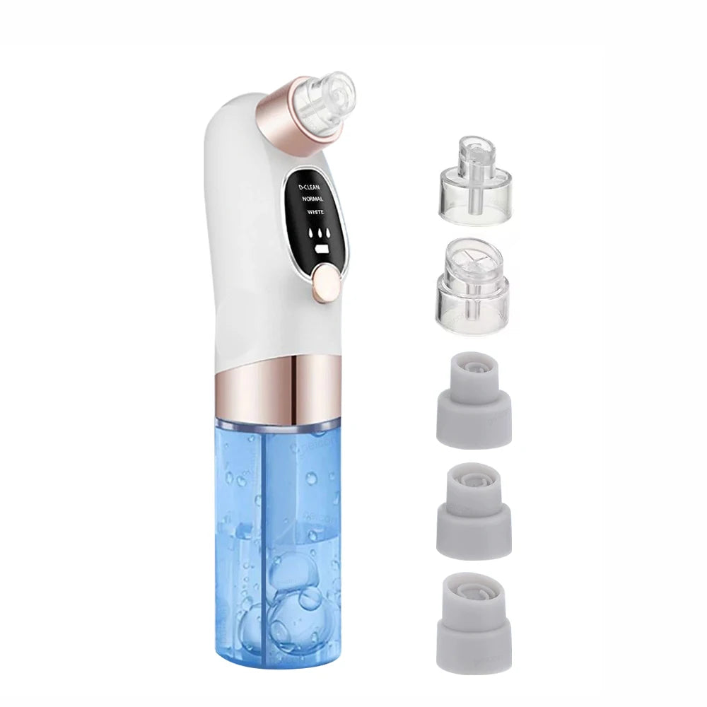 Electric Blackhead Remover Vacuum Bubble Water Cycle Face Hydro Dead Skin Beauty Acne Cleaner Pore Suction Vacuum Removal Device (White Kit)