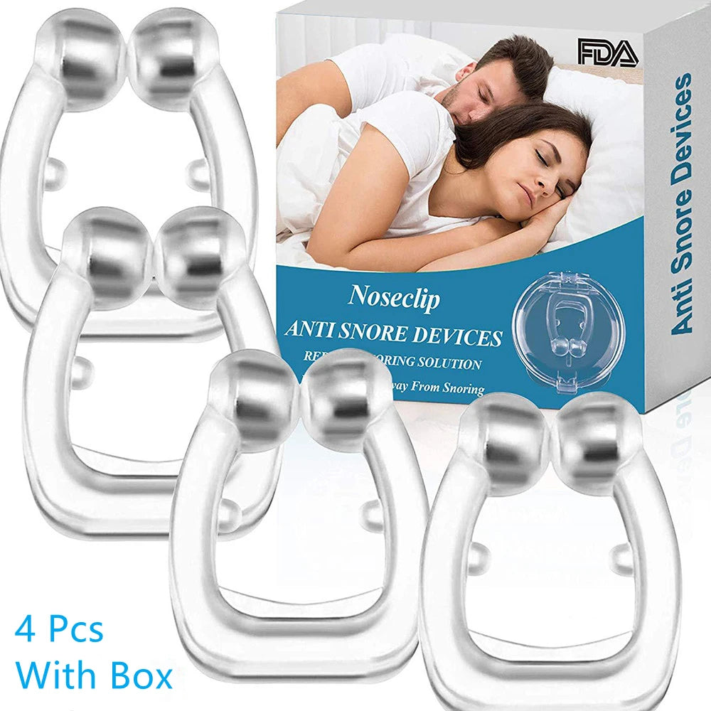 Xparata™ Magnetic Anti Snore Device Stop Snoring Nose Clip Easy Breathe Improve Sleeping Aid Apnea Guard Night Device With Case 1/2/4PCS (4PCS With Box)