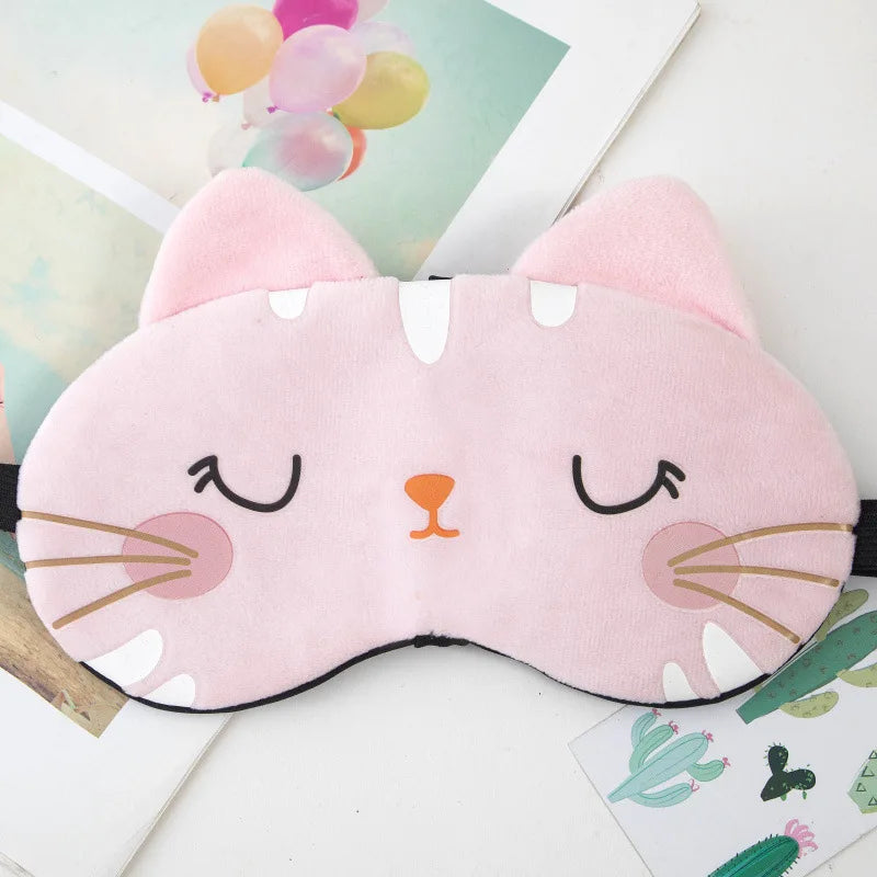 Xparata™ Sleeping Mask Sleeping Blindfold Soft Plush Eye Masks Cute Cat Eye Cover Plush Mask Eyepatch Nap Health Eye Cover (Pink Cat)