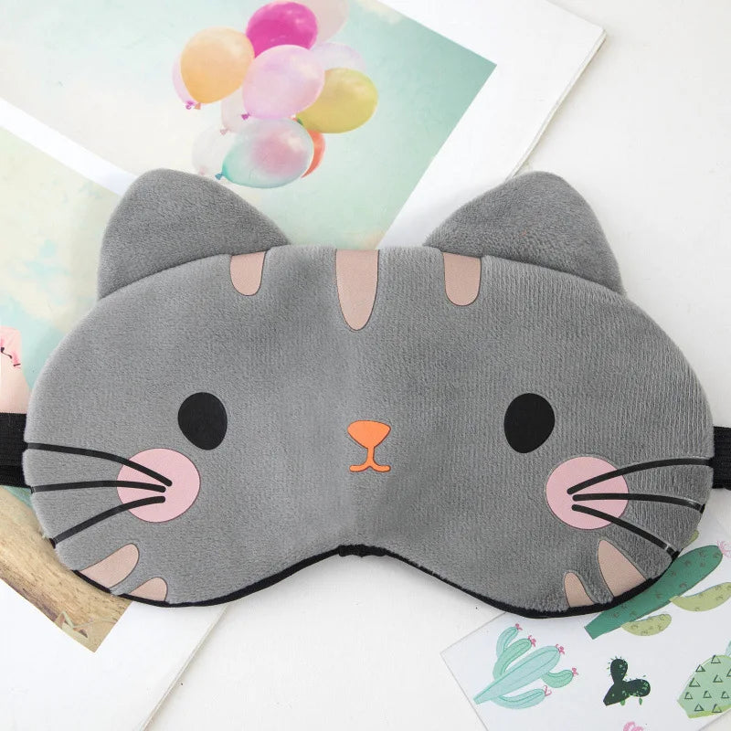 Xparata™ Sleeping Mask Sleeping Blindfold Soft Plush Eye Masks Cute Cat Eye Cover Plush Mask Eyepatch Nap Health Eye Cover (Gray Cat)