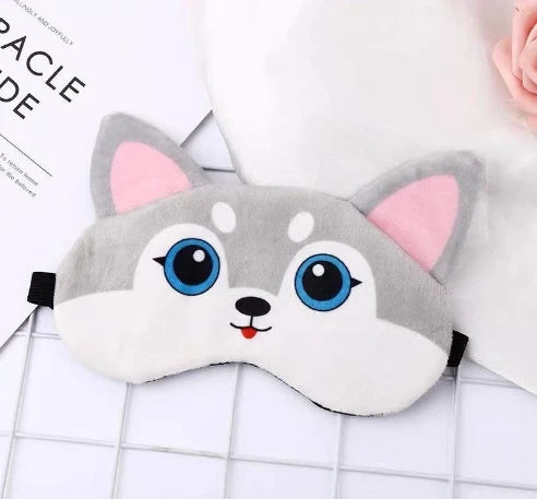 Xparata™ Sleeping Mask Sleeping Blindfold Soft Plush Eye Masks Cute Cat Eye Cover Plush Mask Eyepatch Nap Health Eye Cover (Siberian husky)