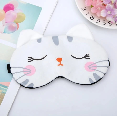 Xparata™ Sleeping Mask Sleeping Blindfold Soft Plush Eye Masks Cute Cat Eye Cover Plush Mask Eyepatch Nap Health Eye Cover (White Cat)