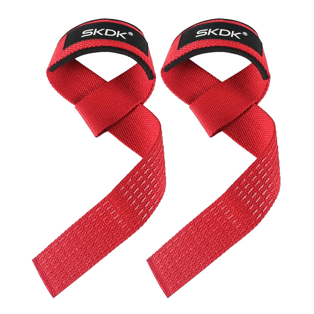 Xparata™ Weightlifting Straps Anti-Slip Silicone Lifting Wrist Straps Strength Training Deadlifts Crossfit Hand Grips Wrist Support (Red)