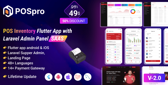 POSpro  POS Inventory Flutter App with Laravel Admin Panel SAAS