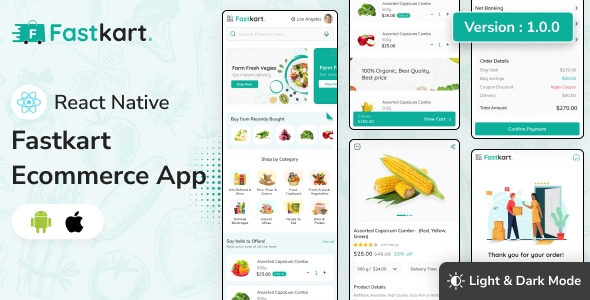 Fastkart  eCommerce React Native Mobile App Addon