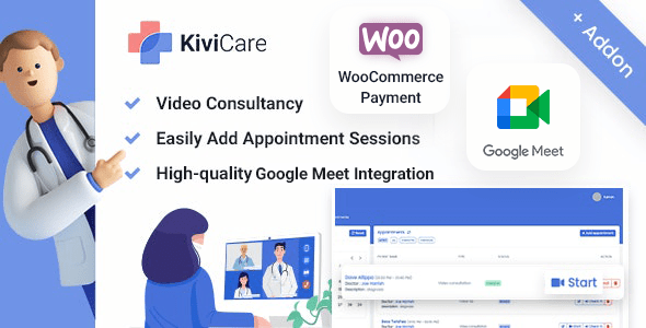 KiviCare  Google Meet Telemed And WooCommerce Payment Gateway (Add-on)