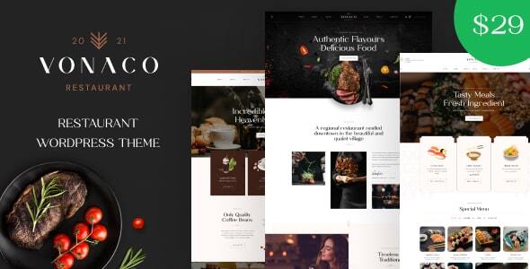 Vonaco  Restaurant &amp; Coffee Shop WordPress Theme