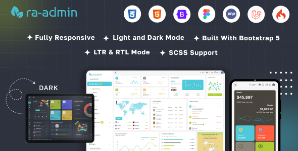 Ra-admin Boostrap, PHP, Laravel, codeigniter &amp; Figma Admin Dashboard Template