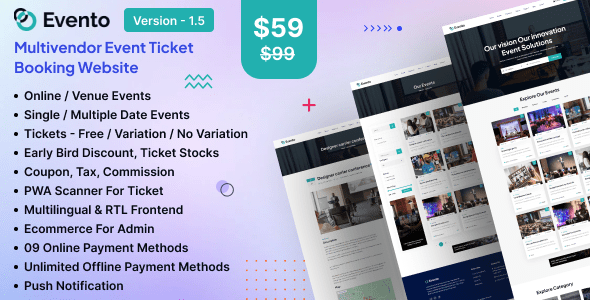 Evento  Multivendor Event Ticket Booking Website