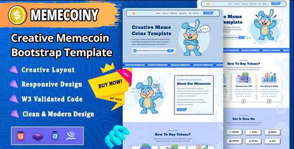 Memecoiny  Memecoin ICO and Crypto Bootstrap Landingpage Template