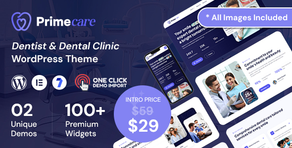 Primecare  Dentist &amp; Dental Clinic WordPress Theme
