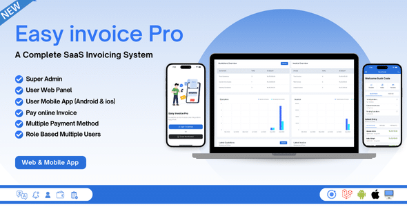 Easy Invoice Pro  SaaS invoicing system (ionic 6 &amp; Laravel) Web and Mobile App (Android &amp; ios)