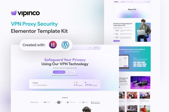 Vipinco  VPN Proxy Security Elementor Pro Template Kit