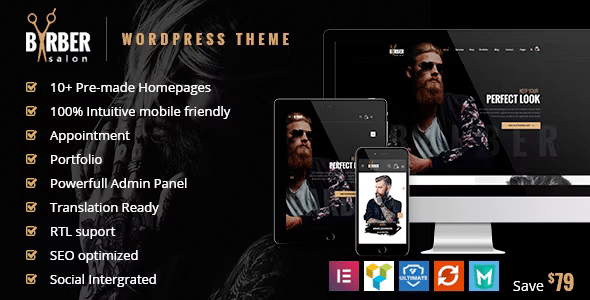 Barber  Hair, Tattoo &amp; Beauty Salons WordPress Theme
