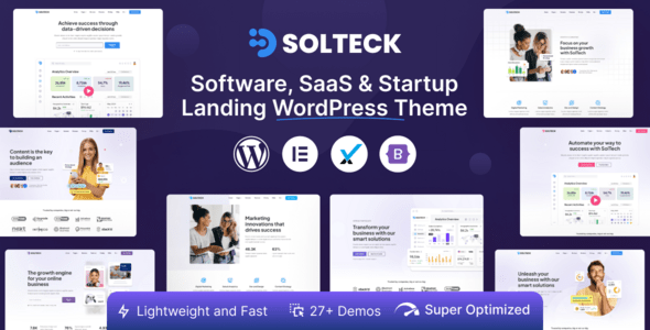 SolTeck  Software, Startup &amp; SaaS Landing WordPress Theme