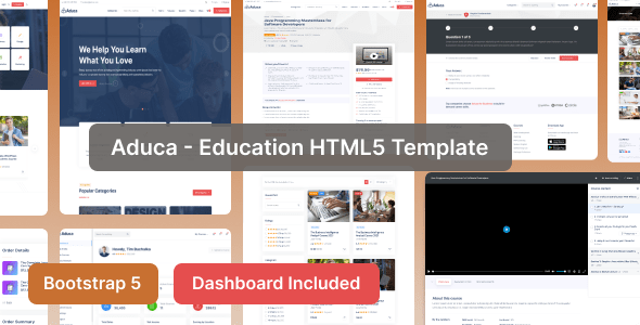 Aduca  Education HTML Template with Dashboard And RTL Ready
