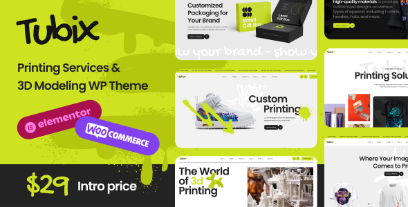 Tubix  Printing Servises &amp; 3D Design WordPress Theme