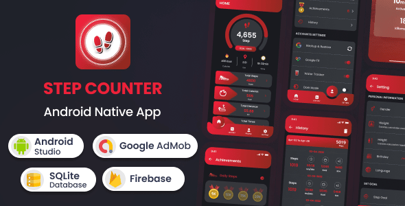 Step Counter  Android Native App (20 Languages)