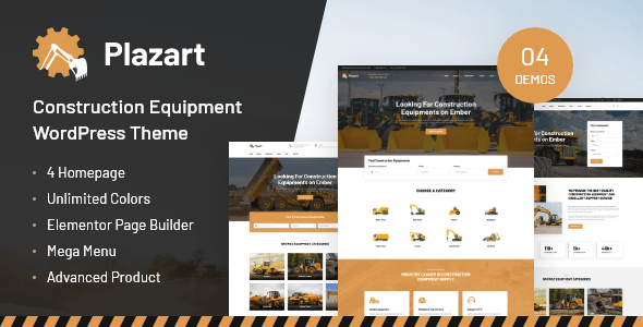 Plazart  Construction Equipment WordPress Theme