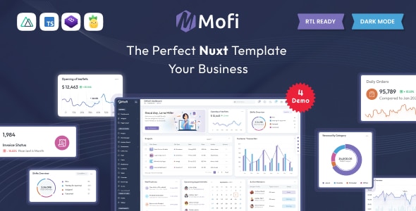 Mofi  Vue Nuxt Admin &amp; Dashboard Template
