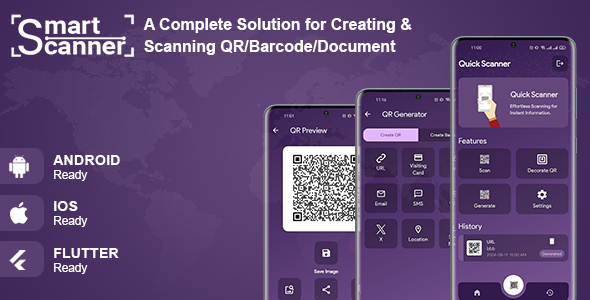 SmartScanner  A Complete Soluion for Creating &amp; Scanning QR/Barcode/Documents (Flutter)