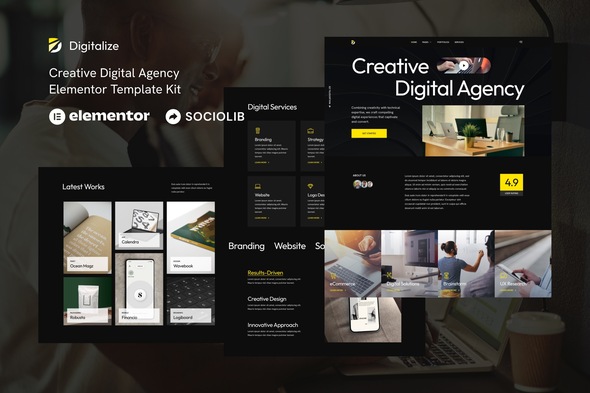 Digitalize  Creative Digital Agency &amp; Portfolios Elementor Template Kit