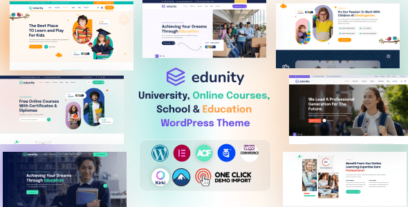 Edunity  University, Online Courses, School &amp; Education WordPress Theme