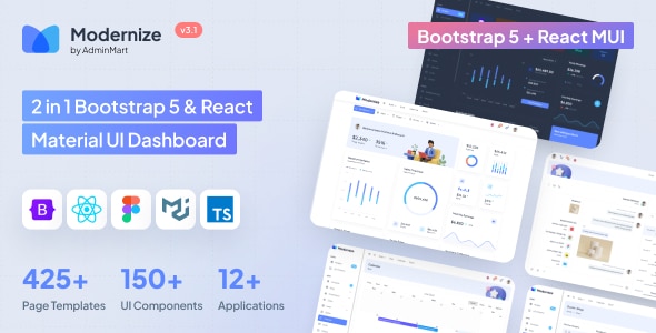 Modernize Bootstrap 5 &amp; React MUI Admin Dashboard