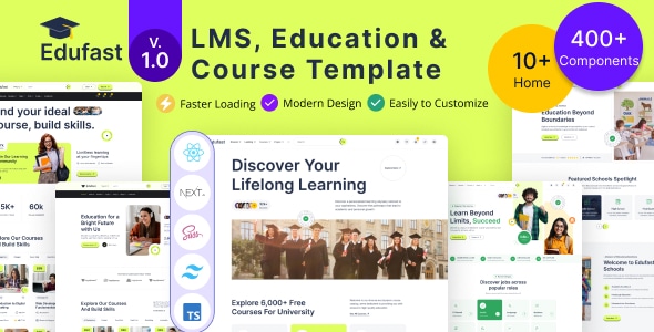 Edufast  LMS, Education &amp; Course React Next JS Template