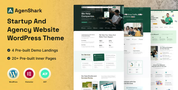 Agenshark  Startup Agency Elementor WordPress Theme