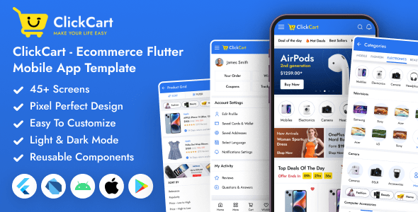 ClickCart  Flutter eCommerce Mobile App Template