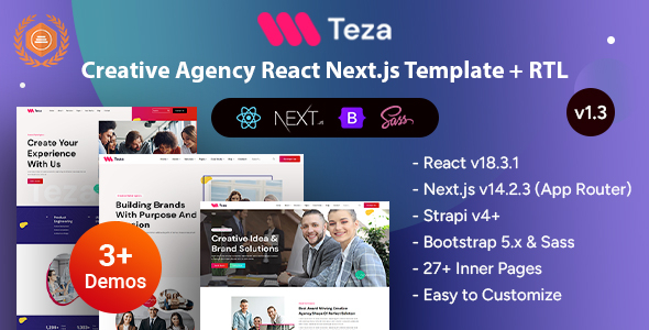 Teza  React Nextjs 14+ Creative Agency Template + RTL