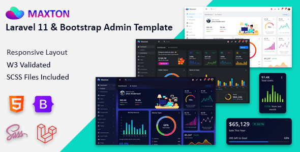 Maxton  Laravel 11, Yii, CodeIgnitor Admin &amp; Dashboard Template