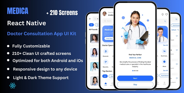 Medica Pro  Doctor Appointment Booking &amp; Consultation React Native Expo App Ui Kit