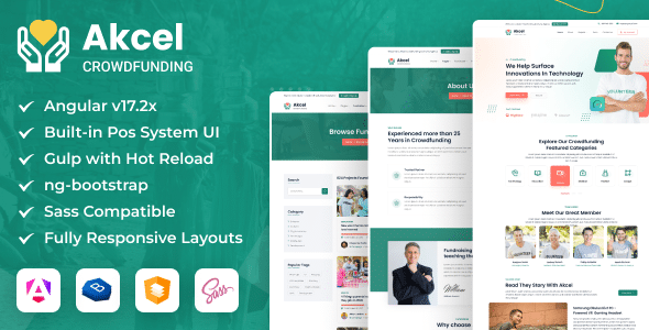 Akcel  Angular 17+ Crowdfunding &amp; Charity Template